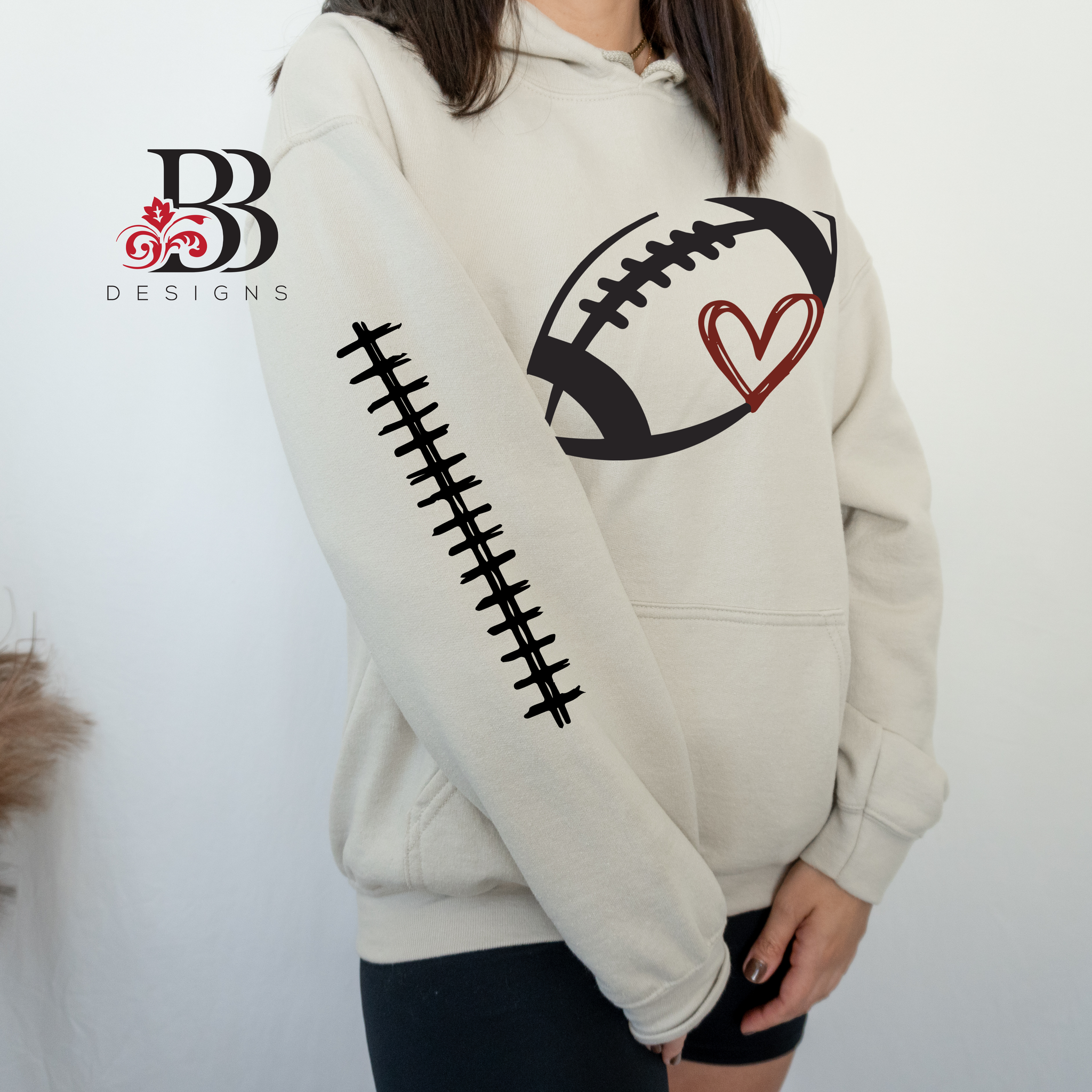 Football Designed Hoodie and Sleeve