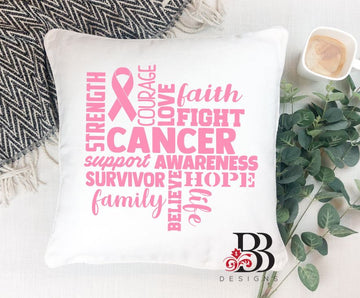 Cancer Fight Words Pillow