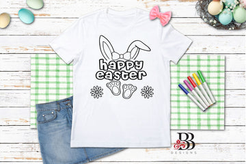 Happy Easter Coloring Shirt - Girl